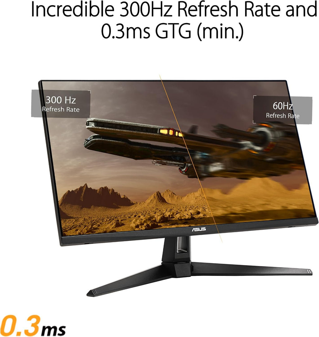 ASUS TUF Gaming 27' 1440P Monitor (VG27AQM5A) - QHD (2560x1440), 300Hz, Fast IPS, Extreme Low Motion Blur Sync, 0.3ms, Speaker, 95% DCI-P3, Shadow Boost, DisplayWidget Center, 3 yr Warranty