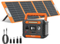 FF Flashfish 144.3Wh with Solar Panel 100W, Solar Generator 200W with AC/DC/USB/Type C/LED Lights, Backup Battery for Camping, Travel and Emergencies