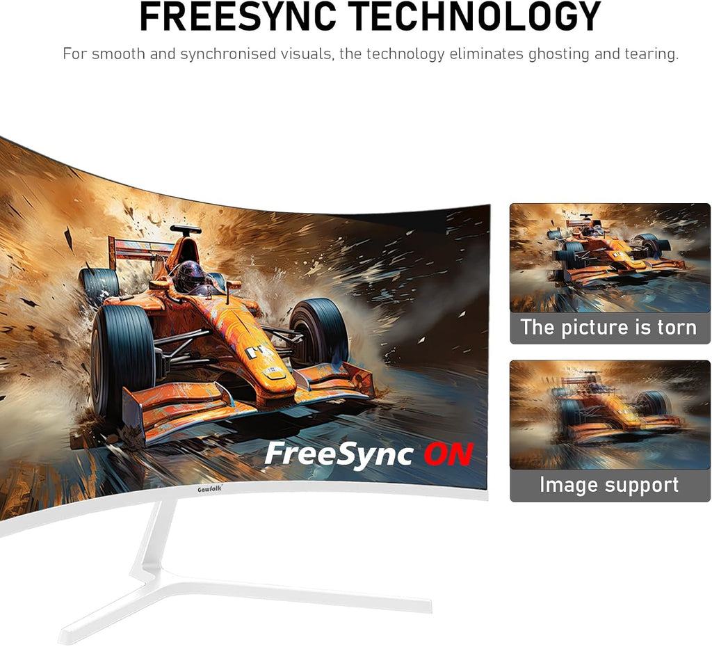 Gawfolk 27 Inch PC Computer Screen,1800R Curved Gaming 280Hz Monitors, FHD 1080p 1ms, Freesync, 98% sRGB,178 ° Angle View HDMI2.0、DisplayPort, Compatible with Wall-Mounted 100 * 100MM-White