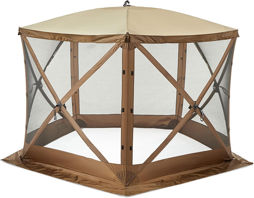 CLAM Quick-Set Pop Up Screen Tent, Venture, 9 x 9 ft, Instant Setup Brown Portable Outdoor Gazebo Canopy Shelter, Compact Bug-Free Camping Tent for Backyard, Beach, Tailgating - Brown