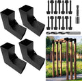 2-Way Pergola Brackets Kit, DIY L-Shaped Woodwork Brackets for 4' x 4' (Actual:3.5'x3.5') Lumber for Patio Pergolas, Gazebos, Log Cabin W/Hardware - 4 Pack