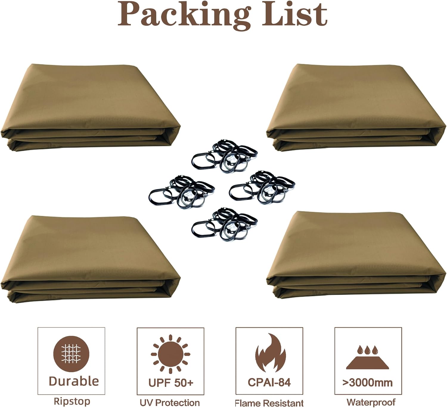 SCOCANOPY Beige 10' x 12' Gazebo Privacy Curtain Set for Lowe's Allen Roth 10X12 Gazebo Model #GF-12S004B-1 / GF-12S004BTO/ TPGAZ17-002