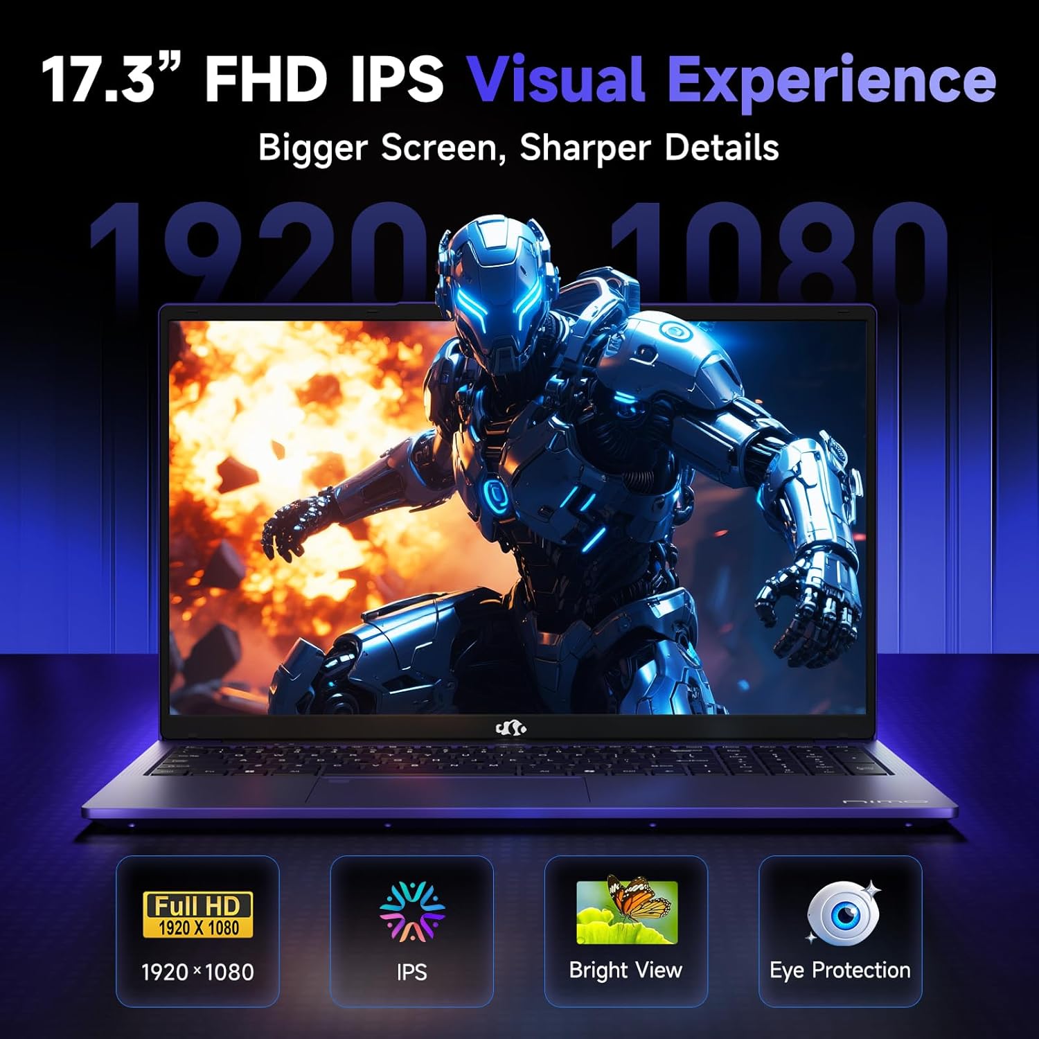 NIMO 17.3' IPS FHD-Gaming-Laptop, AMD Ryzen 5 6600H 16GB DDR5 RAM 1TB SSD (Beat i7-1165G7 Up to 4.5GHz) Radeon 660M GPU-Computer with 100W Type-C Backlit Keyboard Fingerprint