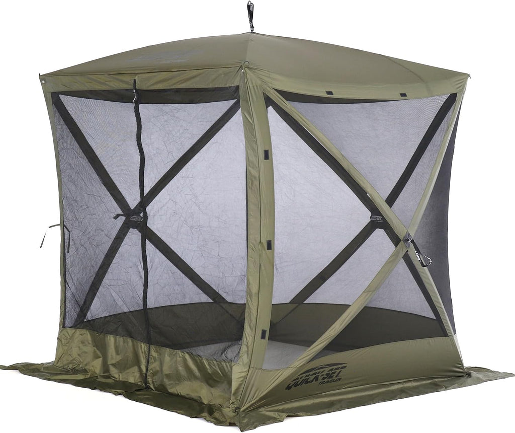 CLAM Quick-Set Pop Up Screen Tent, Traveler, 6 x 6 ft, Instant Setup Green Portable Outdoor Shelter, Compact Bug-Free Canopy Tent for Camping, Fishing, Backyard - Green