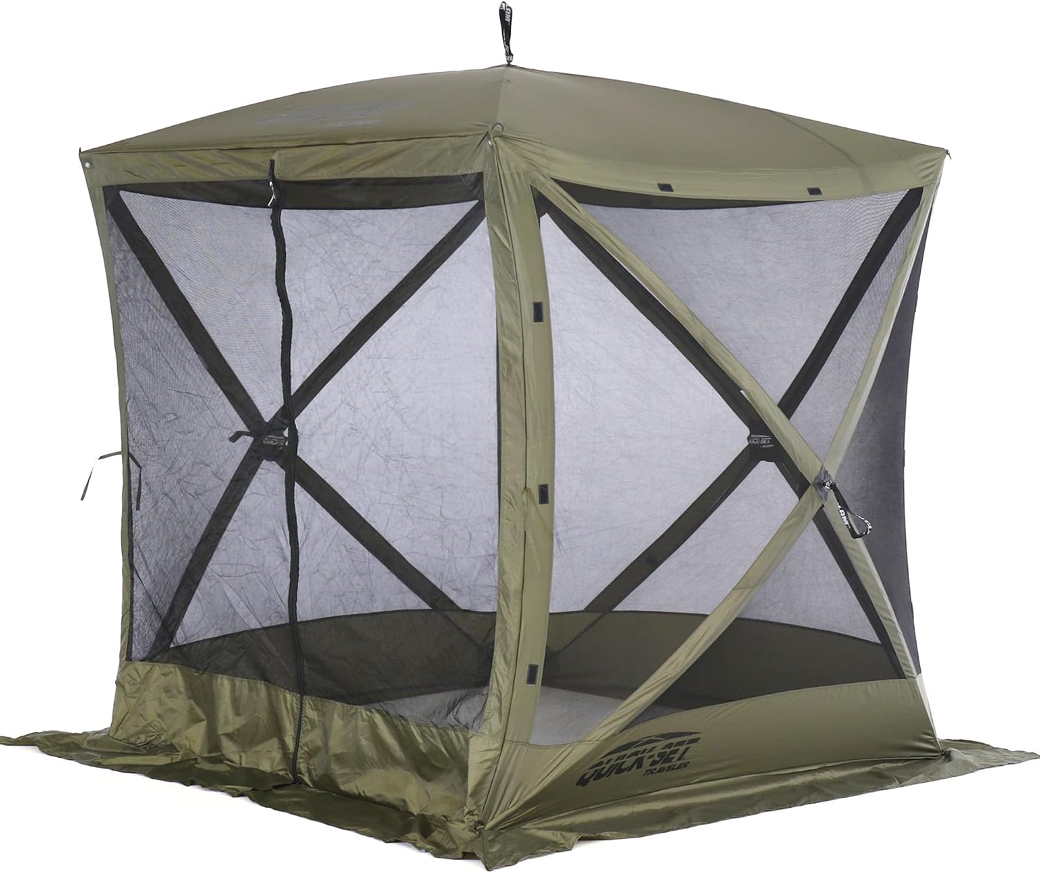 CLAM Quick-Set Pop Up Screen Tent, Traveler, 6 x 6 ft, Instant Setup Green Portable Outdoor Shelter, Compact Bug-Free Canopy Tent for Camping, Fishing, Backyard - Green