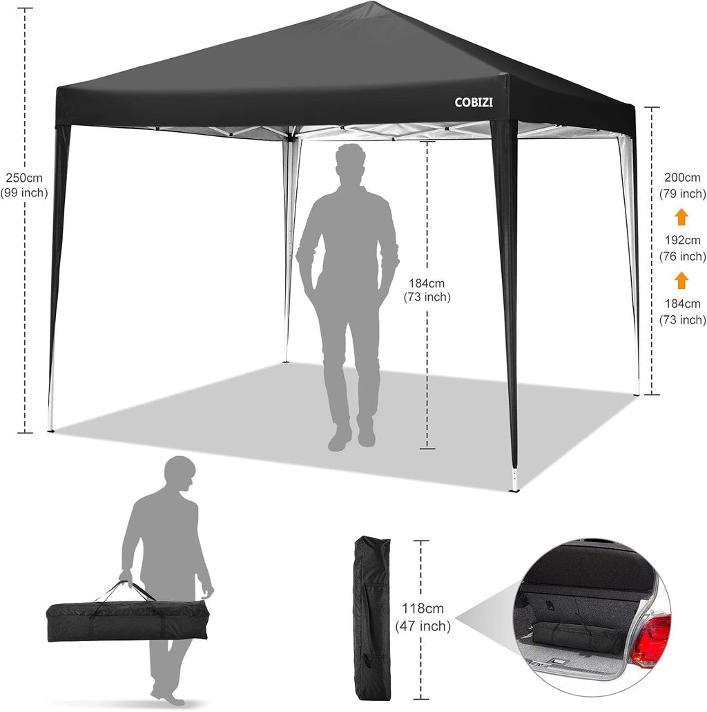 Pop Up Beach Canopy, Portable Instant Canopy Tent, Portable Sports Cabana with 4 Sandbagss, 7.5 x 7.5 ft Base / 6 x 6 ft top for Beach, Camping, Fishing, Picnic, Family Outings (7.5 x 7.5FT, Brown)