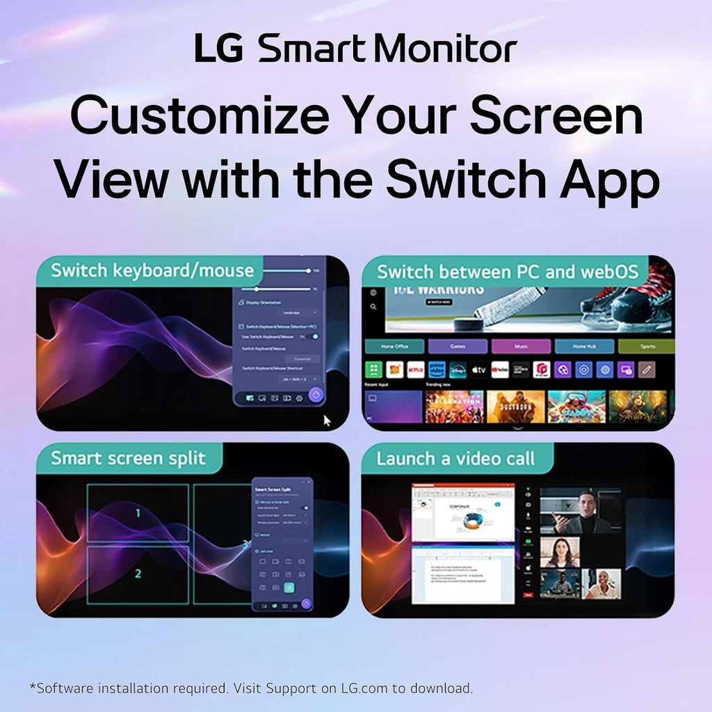 LG 27' UHD Smart Moniton, 4K (3840 x 2160) IPS Display, WebOS, HDR10, Built-in Speakers, Remote Control, Screen Share, Bluetooth, HDMI, USB Type-A|C, Height & Tilt Adjustable Stand
