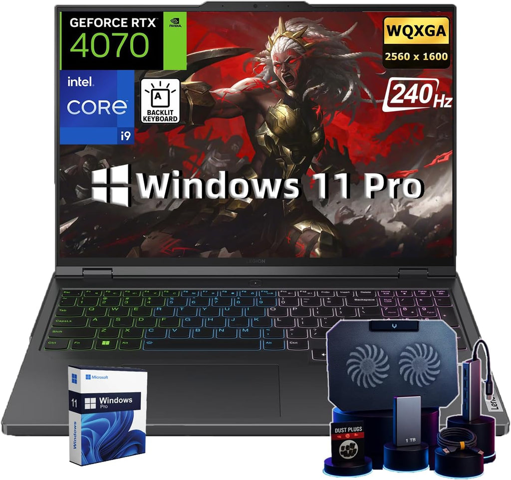 Lenovo Legion Pro 5i Gaming Laptop • 16' WQXGA IPS 240Hz Display • GeForce RTX 4070 • Intel 24-Core i9-14900HX • RBG Backlit • External DVD Drive • w/Accessories & Win 11 Pro • 64GB RAM • 2TB SSD