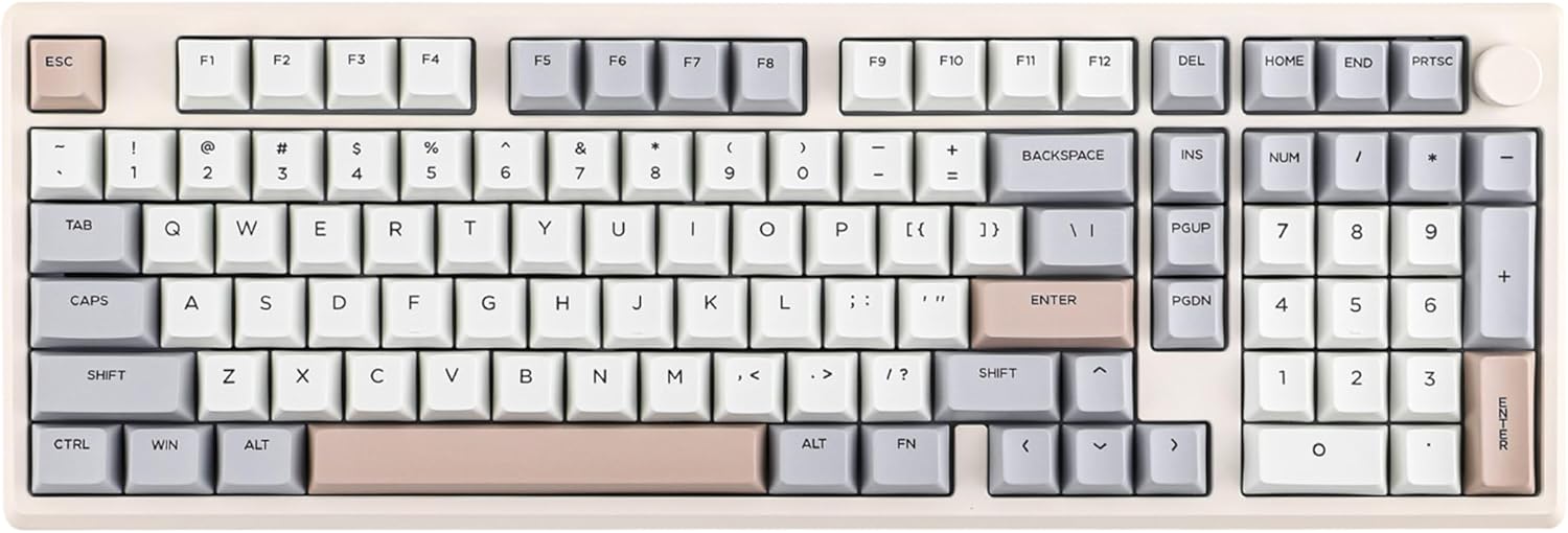 EPOMAKER Galaxy100 QMK/VIA Wireless Gaming Keyboard, Aluminum Shell, BT/2.4Ghz/USB-C, Pre-Lubed Hot-Swappable Linear Switches, NKRO, RGB Backlit (Creamy White, Marble White Switch)