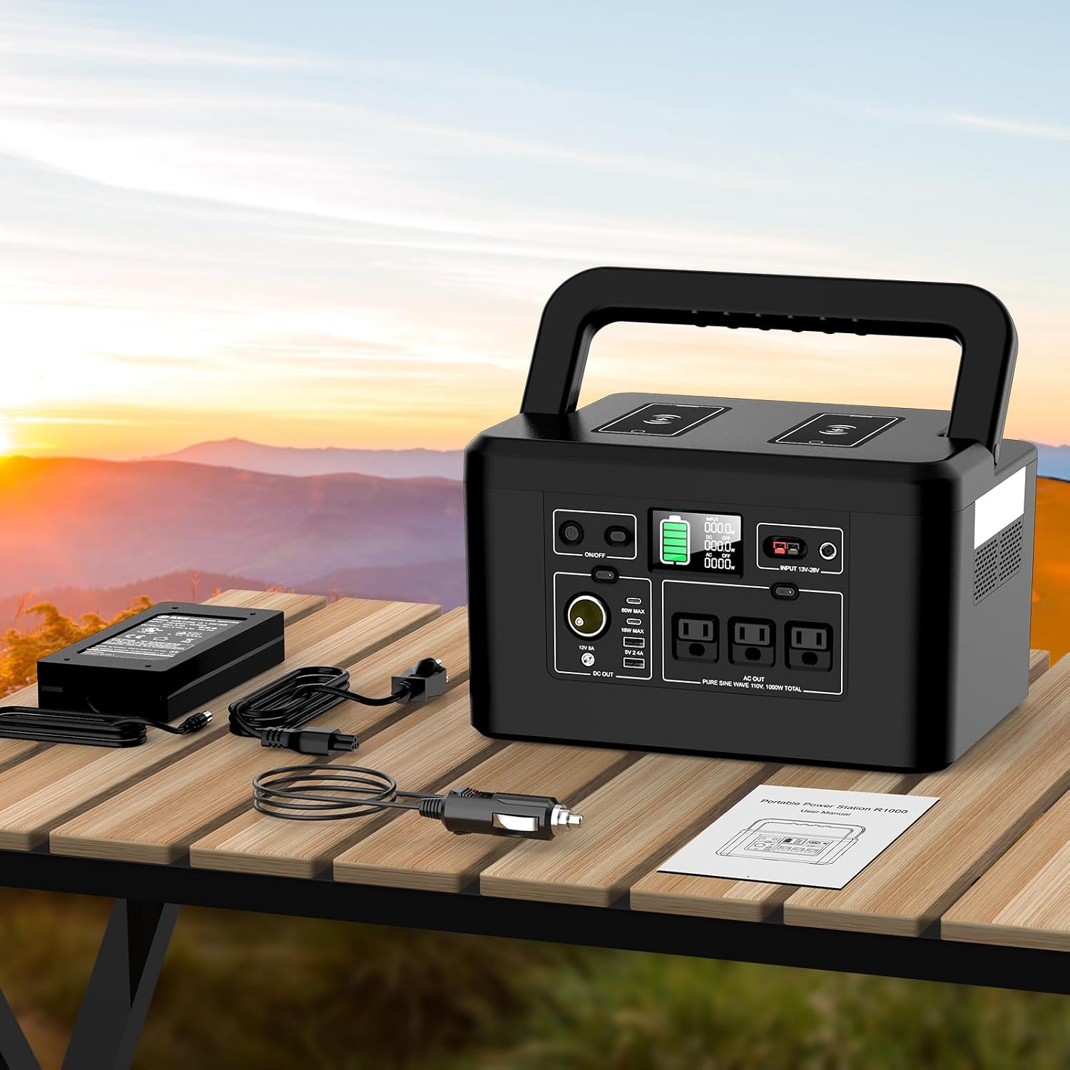powkey Portable Power Station 800W with 3 AC Outlets, 740Wh Solar Powered Generator(Solar Panel Optional), Emergency Backup Lithium-ion Battery for Outdoors Travel RV Trip Camping CPAP Machine