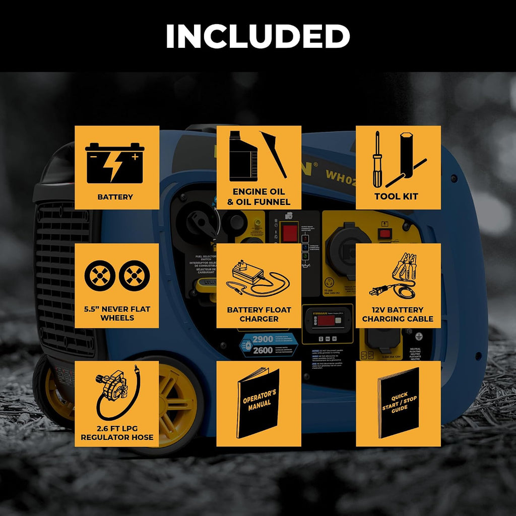 FIRMAN WH02942 Dual Fuel Inverter Portable Generator, 3200W Electric Start, Quiet 58 dB Operation, RV Ready TT-30R Outlet, Clean Inverter Power, Gas or Propane for Camping, Home Backup, Outdoor Use