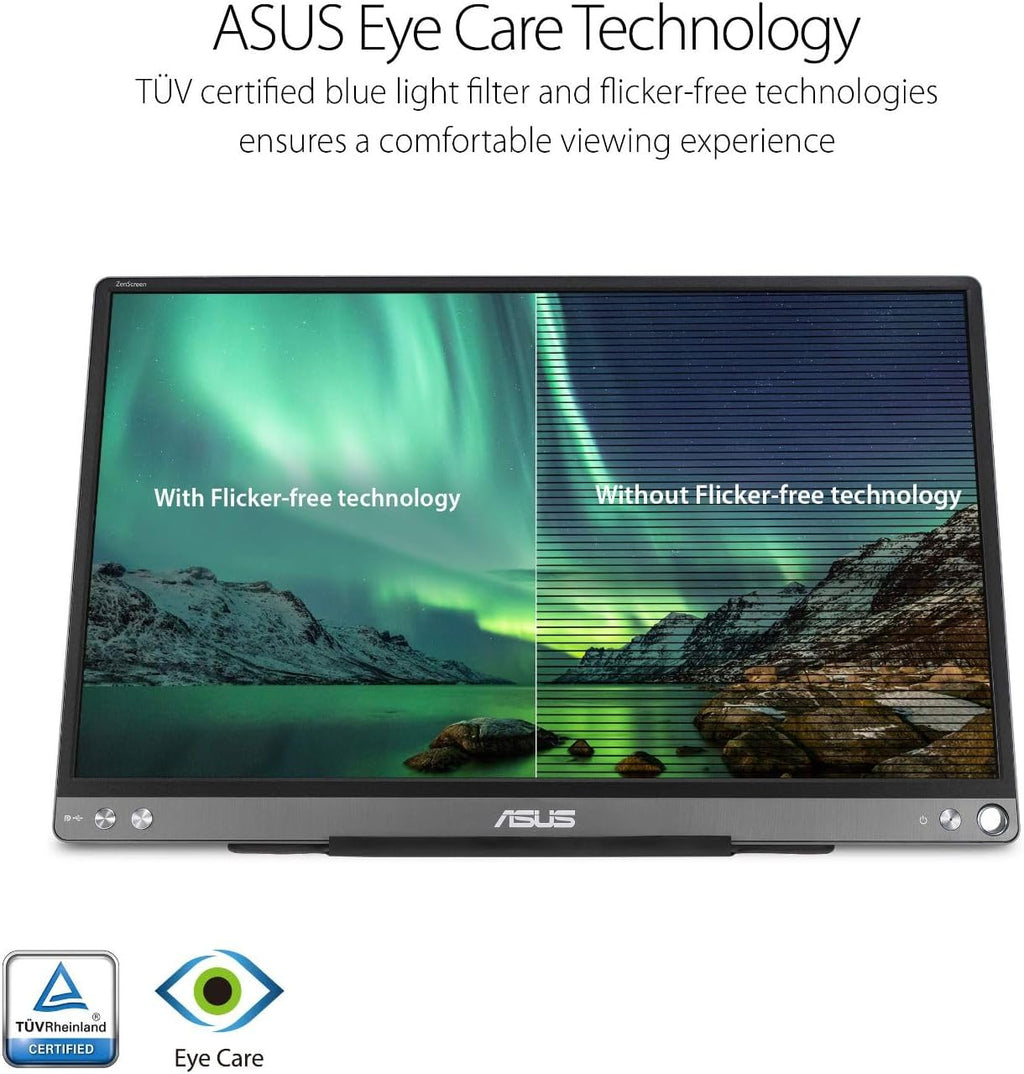 ASUS ZenScreen 15.6' 1080P Portable USB Monitor (MB16ACE) - Full HD (1920 x 1080), IPS, USB Type-C, Eye Care, Anti-Glare Surface, Lite Smart Case, External Screen for Laptop, 3-Year Warranty