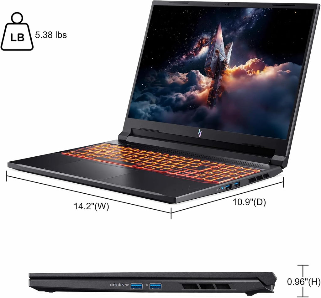 Acer Nitro V 16 AI Gaming Laptop 16' WUXGA IPS 180Hz AMD 8-core Ryzen 7 260 (>i7-13700H) 32GB DDR5 1TB SSD GeForce RTX 5050 (Up to 421 AI Tops) Backlit Wi-Fi6E Win11 ICP Hub