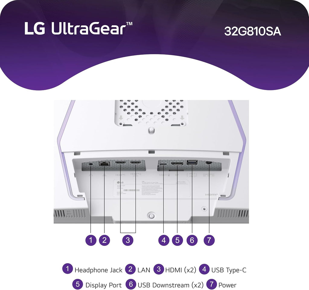 LG 32G810SA-W 32-inch Ultragear 4K UHD (3840 x 2160) IPS Gaming Monitor, 144Hz, 1ms, NVIDIA G-Sync Compatible, AMD FreeSync Premium, VESA DisplayHDR 400, HDMI, DisplayPort, USB Type-C, White
