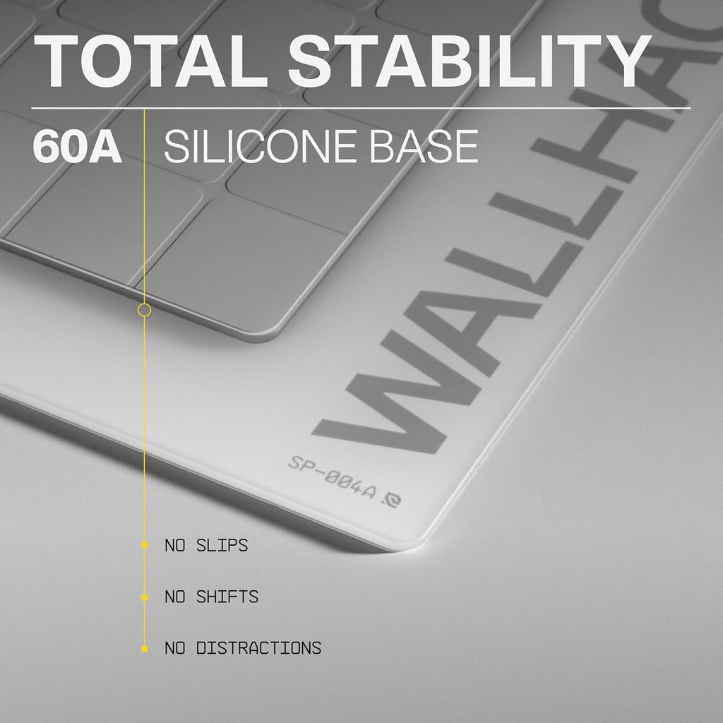 Wallhack SP-004A Glass Gaming Mouse Pad – 4th Gen Micro-Etched Surface, Medium Mousepad for Esports, Ultra-Fast Glide with Stopping Power, Tempered Glass, Durable & Portable, 15.4'x17.7' | White