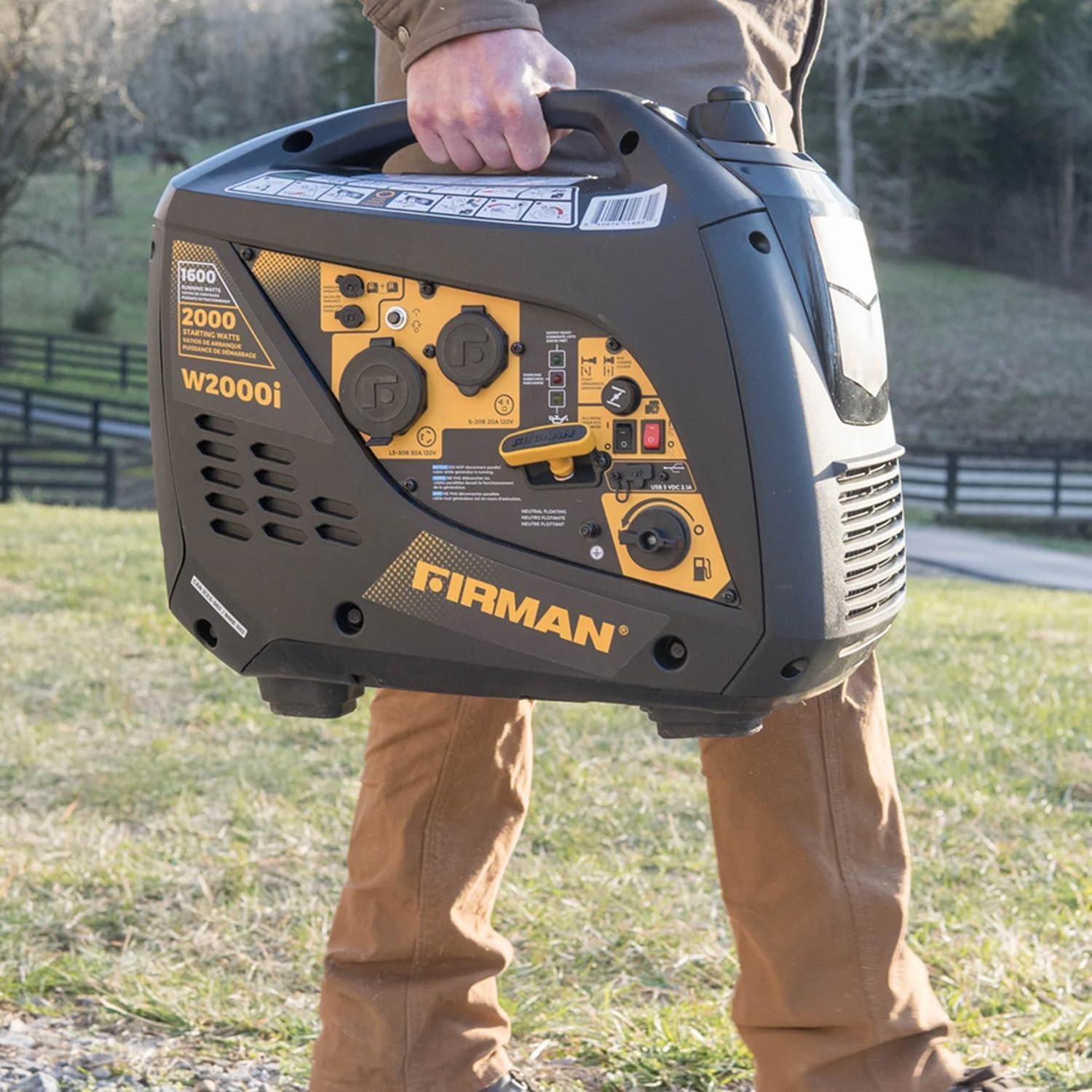 FIRMAN W01682F Refurbished Gas Inverter Portable Generator, 2000W Starting 1600W Running Power, Quiet Recoil Start, 120V Clean Inverter Energy for Camping, Tailgating, RV, and Outdoor Recreation