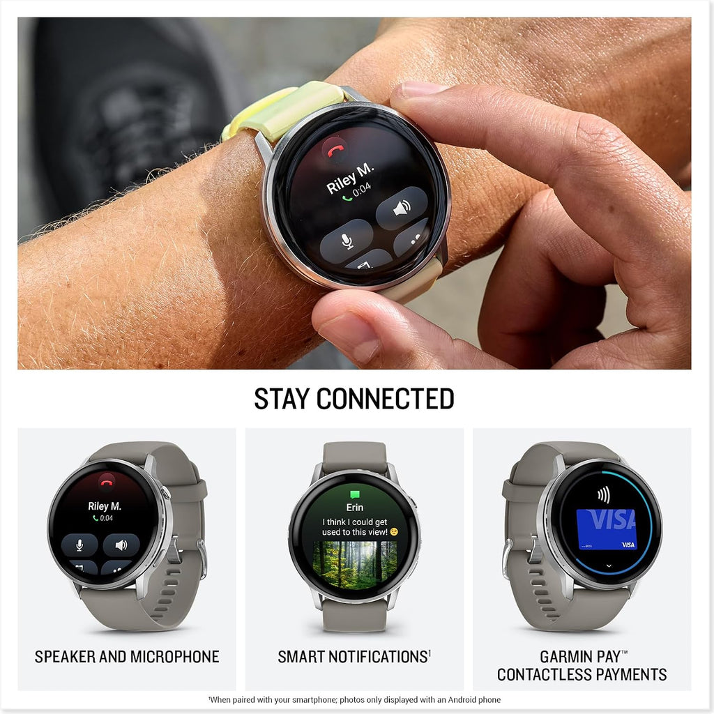 Garmin Venu 4, 45mm, Advanced Fitness Tracker GPS Smartwatch, 1.4' AMOLED Display, Built-in Flashlight, 12 Days of Battery Life, Silver with Silver Gray Silicone Band (Watch Bundle)