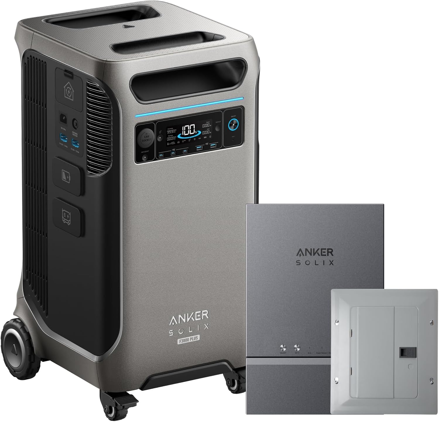 Anker SOLIX F3800 Plus Portable Power Station with Home Power Panel, 3840Wh, 6000W AC Output, 120V/240V, Generators for Home Use, Instant Backup, Works with Generator, For Power Outage and Emergencies