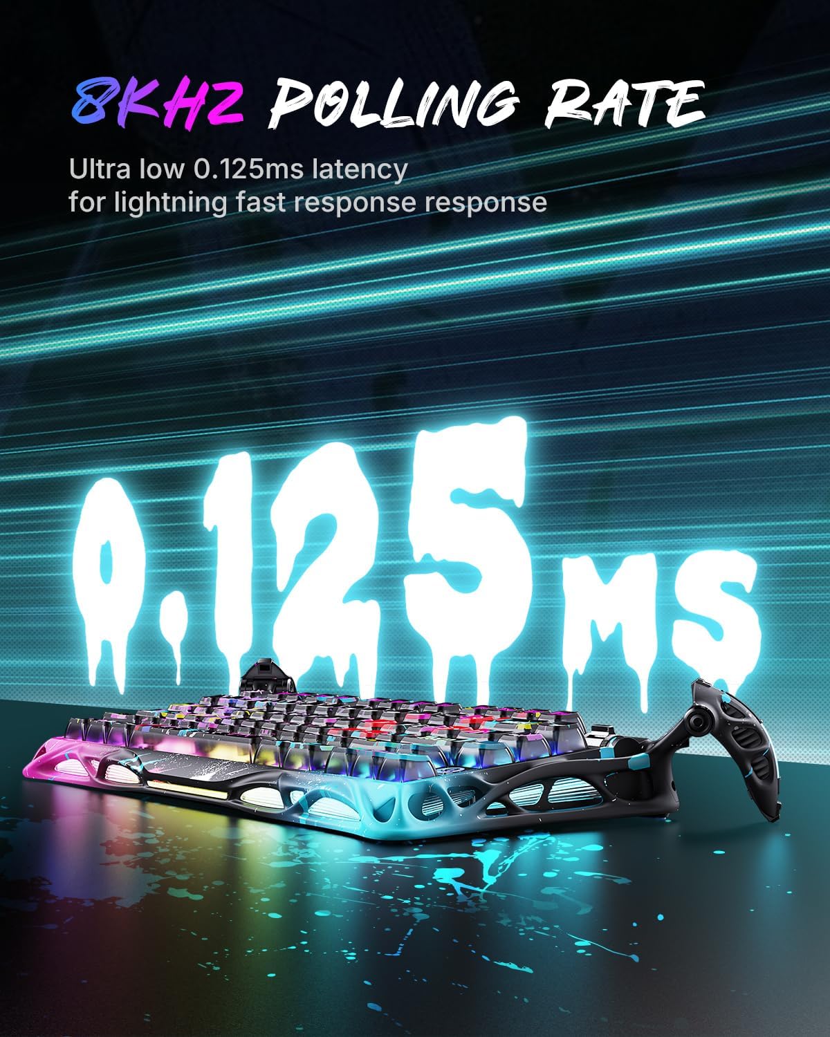 GravaStar Mercury V75 Gaming Keyboard – Hall‑Effect Magnetic‑Switch Keyboard, 8000 Hz Polling, 0.005RT, Wired USB-C, Adjustable Actuation, Semi‑Aluminum Chassis (Neon Graffiti, V75 Pro)