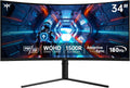 KTC 34 Inch UWQHD Curved Gaming Monitor, 3440x1440 Ultrawide PC Monitor 1500R, 180Hz 21:9 Display, Adaptive Sync, 1ms MPRT, 4000:1 Contrast, Tilt/Swivel/Pivot/Height Adjustment, HDMI2.0 & DP1.4,H34S5