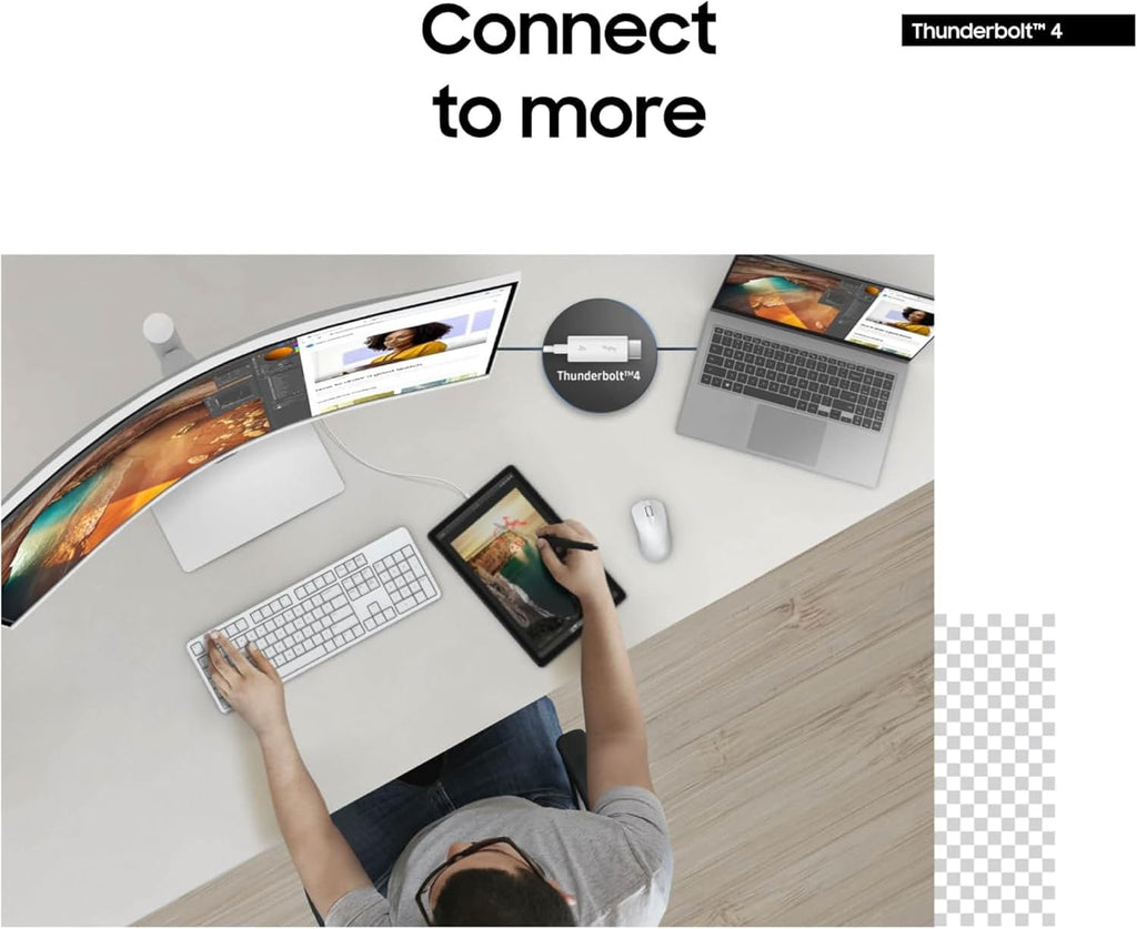 Samsung 34' ViewFinity (S65TC) Series Ultra-WQHD 1000R Curved Computer Monitor, HDR10, 100Hz, AMD FreeSync, Thunderbolt 4, Height Adjustable Stand, Built-in Speakers, Eye Care, LS34C650TANXGO, 2024