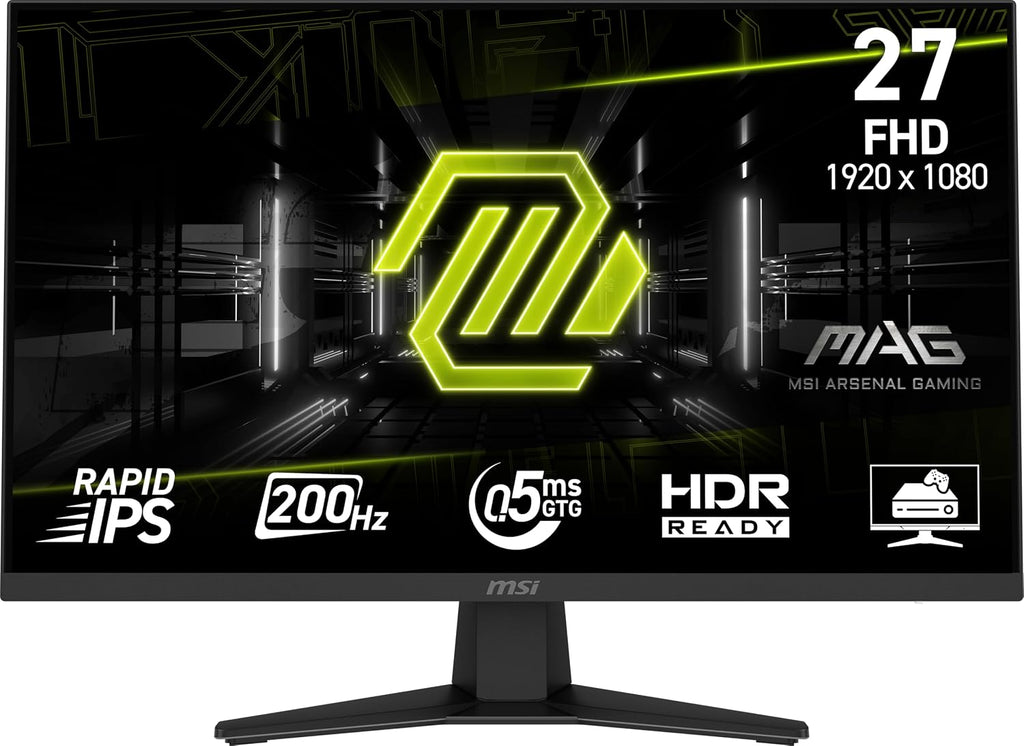 msi MAG 274F 27-inch 1920 x 1080 (FHD) Gaming Office Monitor, 200Hz, Adaptive Sync, HDR Ready, HDMI, VGA Port, VESA Mountable, Tilt, 4-Side Slim Bezel,0.5ms, Black