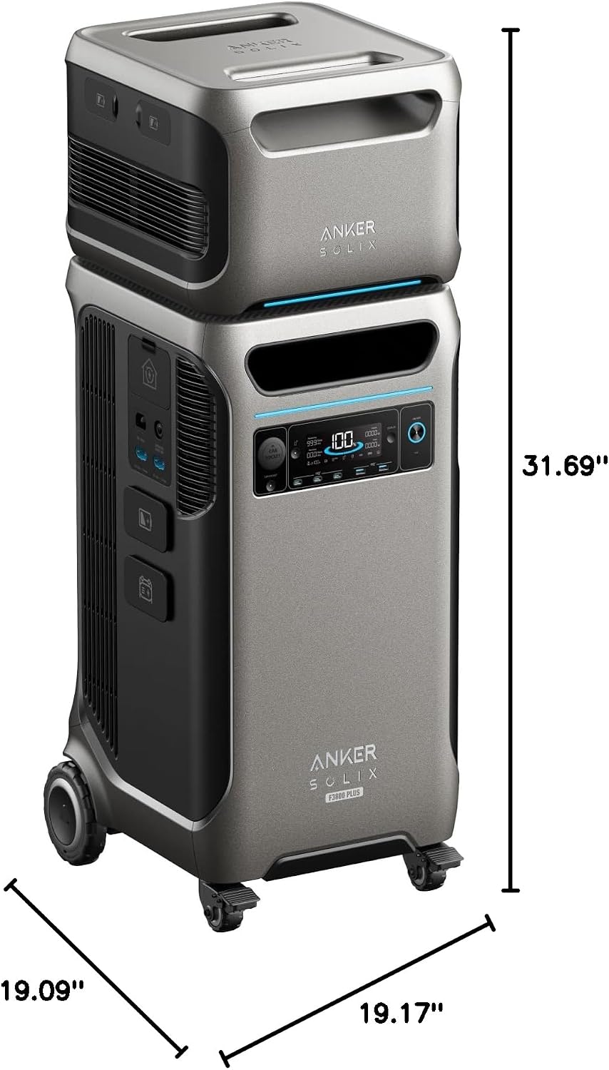 Anker SOLIX F3800 Plus Portable Power Station (2025 NEW) and BP3800 Expansion Battery, 7.68kWh, 3,200W Solar Input, Generators for Home Use, Works with Generator, For Power Outage and Emergencies