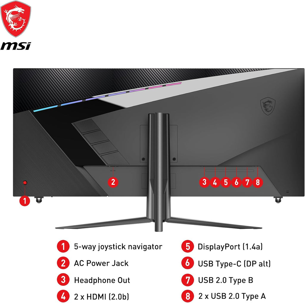msi MAG 401QR, 40' Gaming Monitor, 3440 x 1440 (UWQHD), IPS, 155Hz, FreeSync Premium, HDR400, HDMI, Displayport, USB C, Tilt, Black