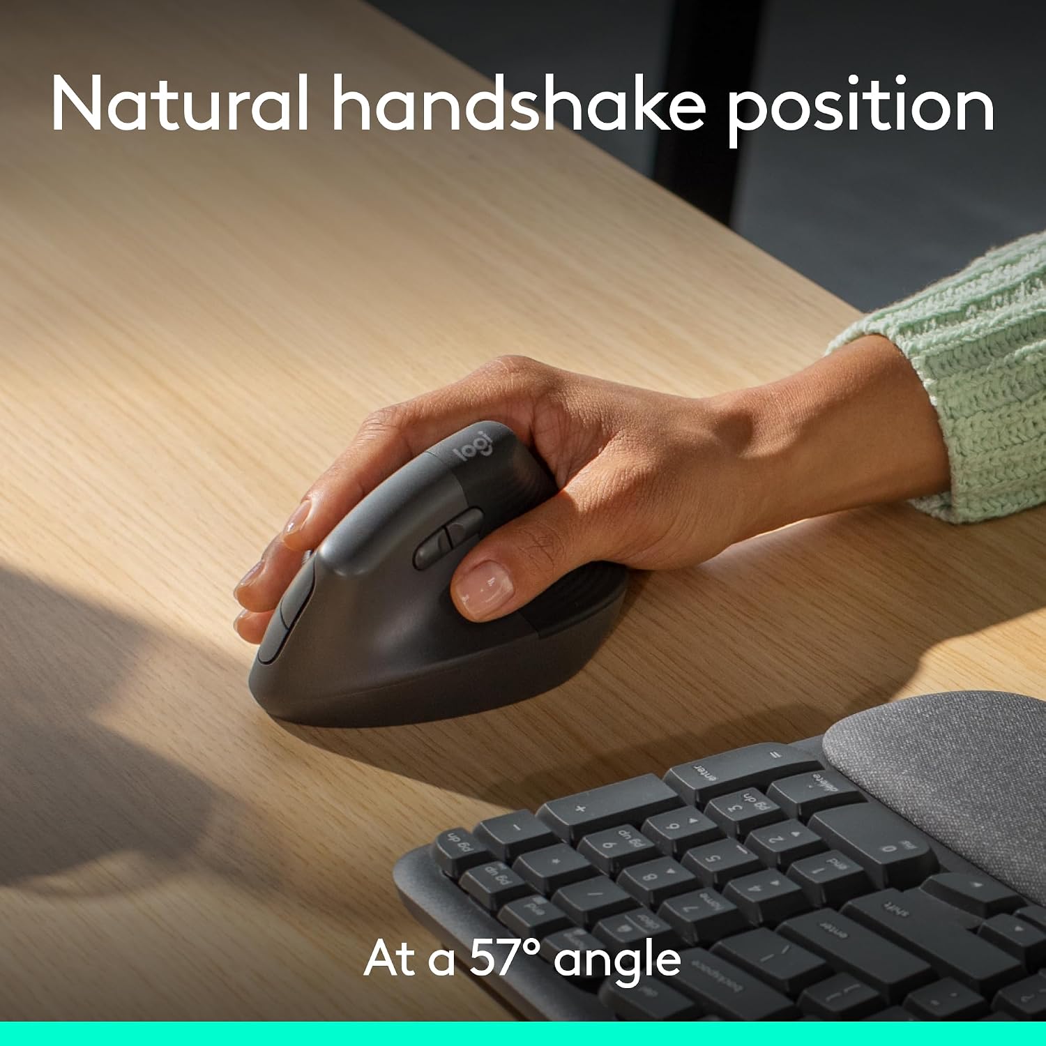 Logitech Wave Keys & Lift Vertical Mouse - Ergonomic Wireless Keyboard and Mouse Combo - with Cushioned Palm Rest, Easy-Switch, Bluetooth, for Multi-OS, Windows/Mac - Graphite