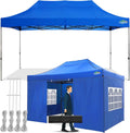 COBIZI 10x15 Pop up Canopy Tent 10x15 Canopy with 4 Sidewalls Waterproof Heavy Duty Commercial Canopy for Parties Outdoor Garden Gazebo Tent, Carry Bag(10x15ft, Blue)