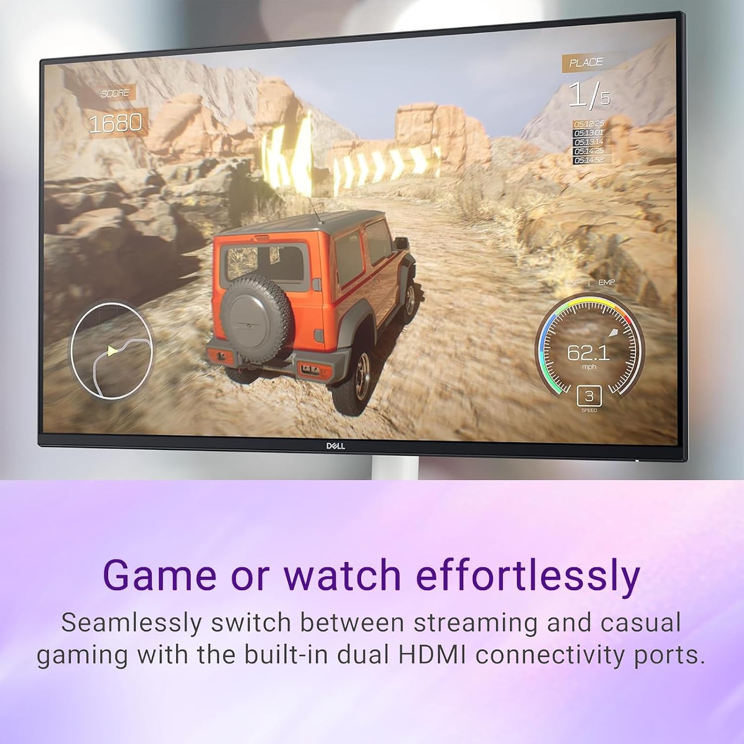 Dell S24 inch Monitor, LED FHD - 100Hz Refresh Rate 15001 Contrast Ratio, AMD FreeSync - VESA, 3H Hardness, Anti-Glare, 2 x HDMI, Ash White
