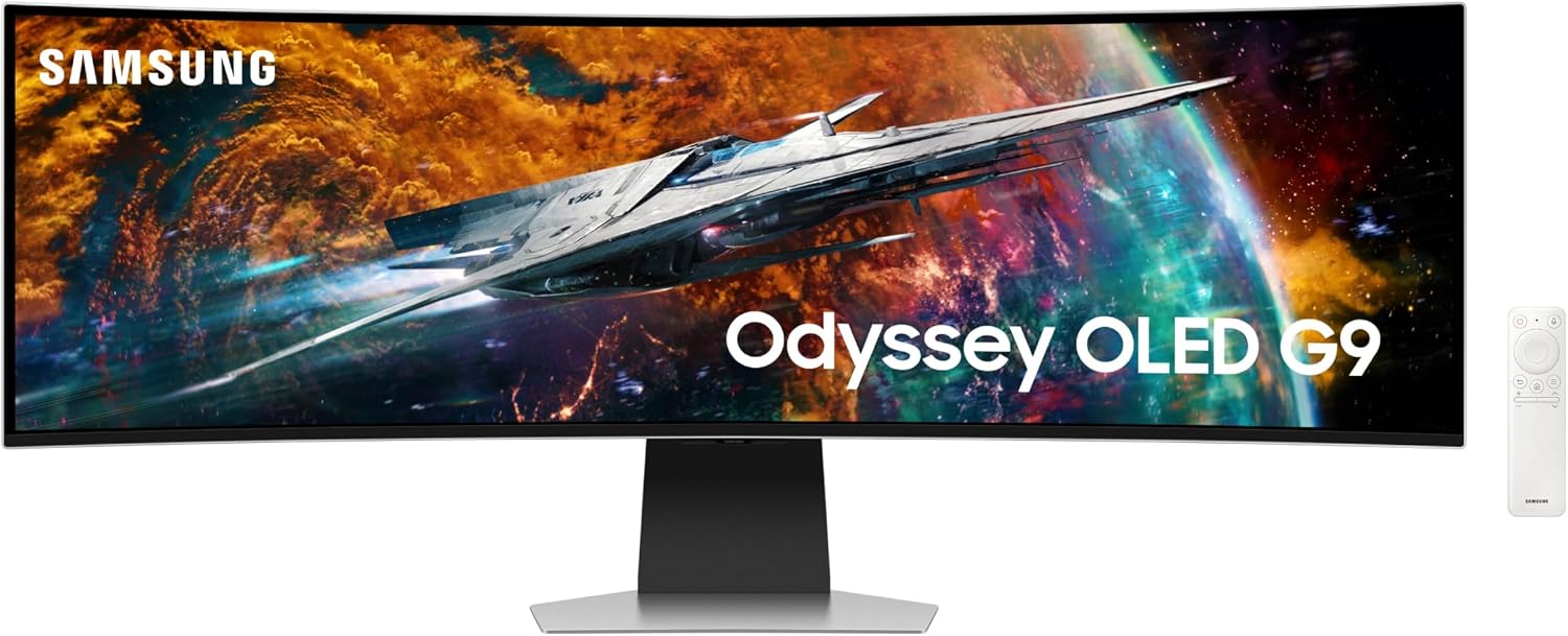 Samsung 49' Odyssey OLED G9 (G95SC) Curved Smart Gaming Monitor, QD-OLED, 240Hz, 0.03ms, FreeSync Premium Pro, G-Sync Compatible, Dual QHD, Neo Quantum Processor, LS49CG954SNXZA