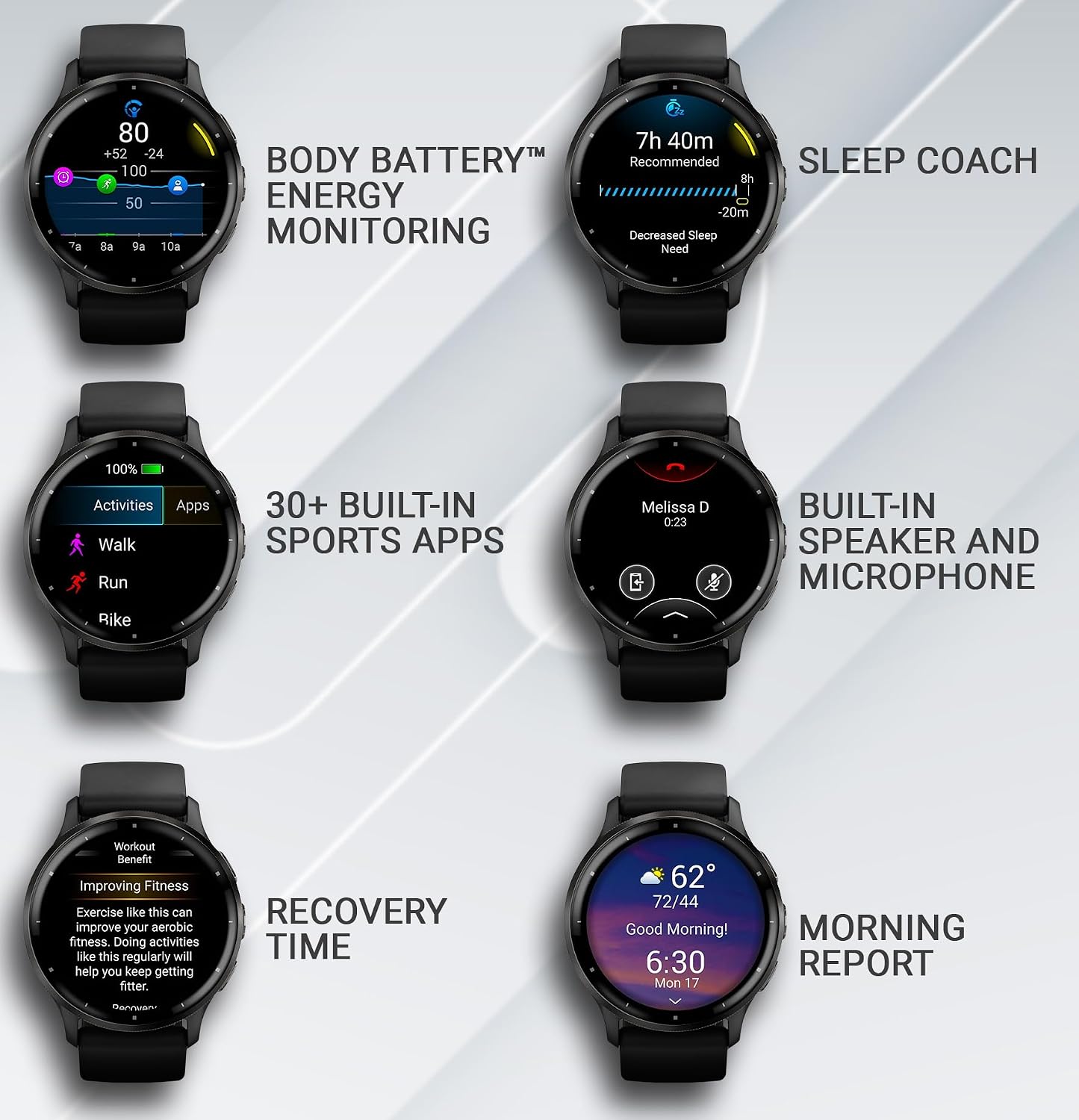 Garmin Venu 3 GPS Smartwatch AMOLED Display 45 mm Watch, Advanced Health and Fitness Features, Up to 14 Days of Battery, Wheelchair Mode, Sleep Coach, Black with White Earbuds Bundle