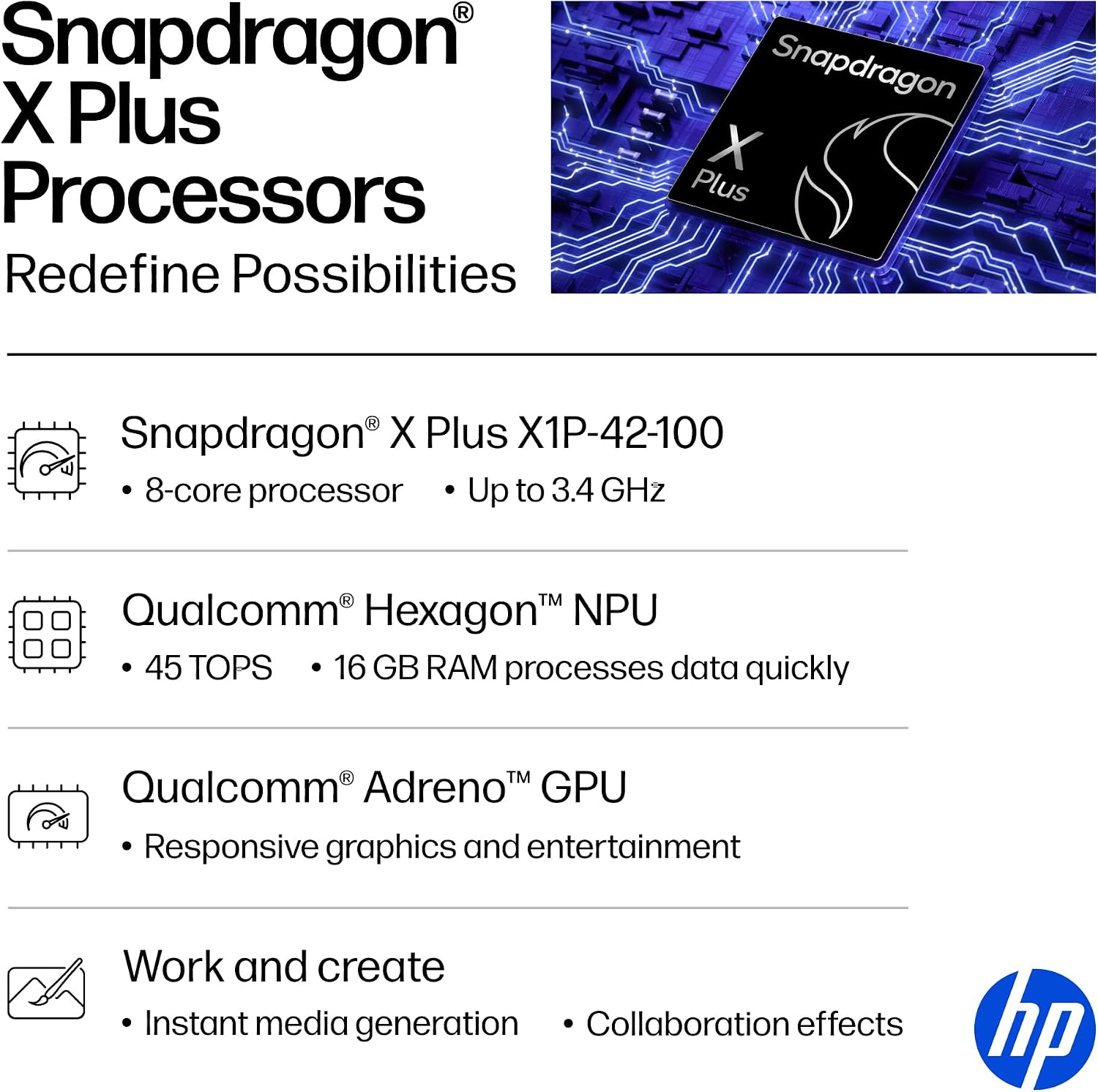 HP OmniBook 5 16 inch Next Gen AI PC, 2K Touchscreen, Snapdragon X Plus X1P-42-100, 16 GB RAM, 512 GB SSD, Qualcomm Adreno GPU, Windows 11 Home, Glacier Silver, 16-fb0000nr