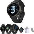 Garmin Venu 4, 41mm, Advanced Fitness Tracker GPS Smartwatch, 1.2' AMOLED Display, Built-in Flashlight, 10 Days of Battery Life, Slate with Black Silicone Band (Watch Bundle)