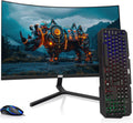 MTG 32' Curved Monitor Full HD 1080P Frameless Screen, HDMI DP USB Audio, Low Motion Blur, VESA Mount, RGB Keyboard Mouse Combo, Computer Monitor for Gaming, Home and Office