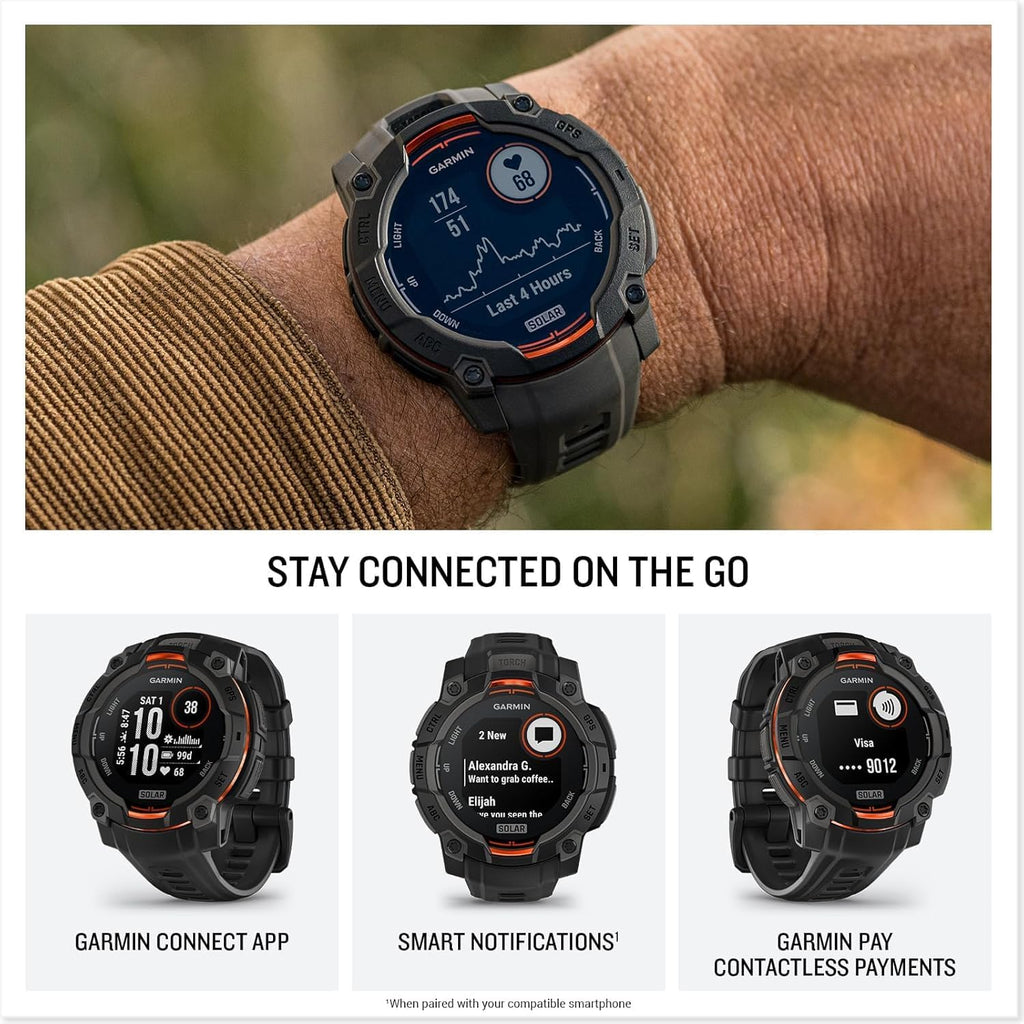 Garmin Instinct 3 Alpine Rush Solar (Sunburst/Gray, 45 mm) Outdoor GPS Smartwatch Bundle - Built-in Flashlight, 24/7 Health & Wellness Monitor with PlayBetter Portable Charger & HD Screen Protectors