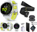 Garmin Forerunner 970 Running Smartwatch, GPS Fitness Watch for Men and Women, Titanium with Whitestone Case and Whitestone/Translucent Amp Yellow Band + Access 600 Fitness Monitor, XS-S + More