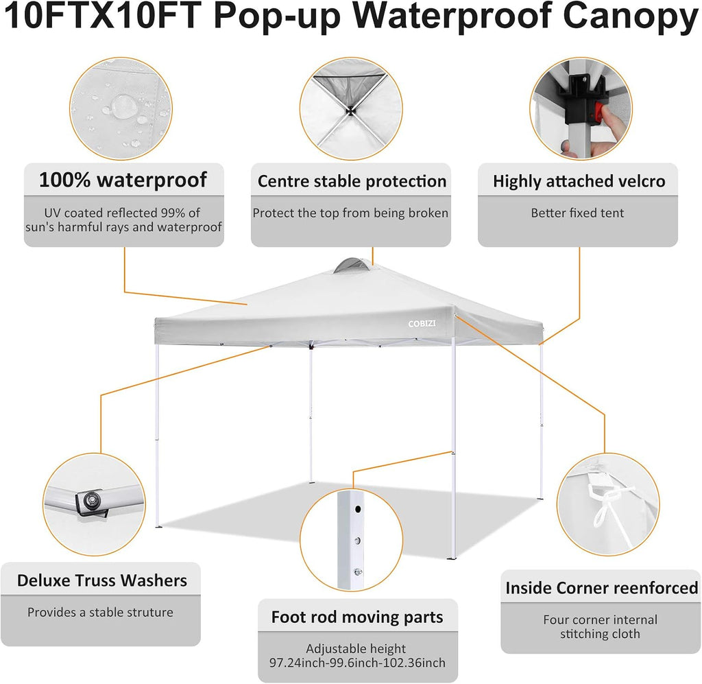 COBlZI 8x8 Ez Pop Up Canopy Tent with 4 Sidewalls Commercial Instant Gazebo Tents for Parties,Waterproof Adjustable Outdoor Patio 8x8 Backyard Canopy Party Tent with 4 Sand Bags,8 Stakes