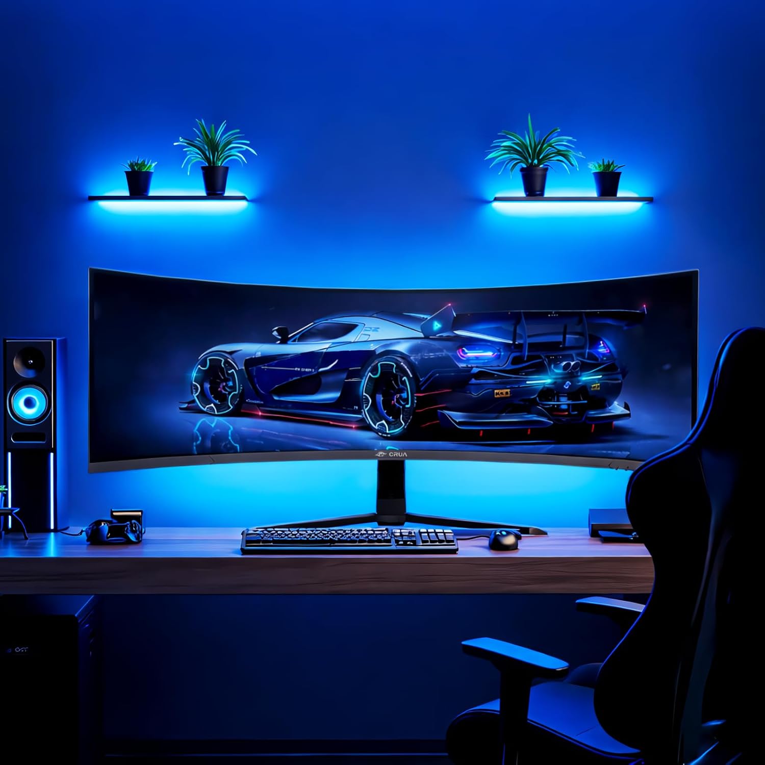 CRUA 45' Curved Gaming Monitor, 240Hz DQHD 5120×1440 UltraWide 32:9 VA Screen Computer Monitors, 120% sRGB,1500R, AMD FreeSync Compatible, Built-in Speakers, HDMI 2.1 & DP 1.4, Wall Mountable – Black