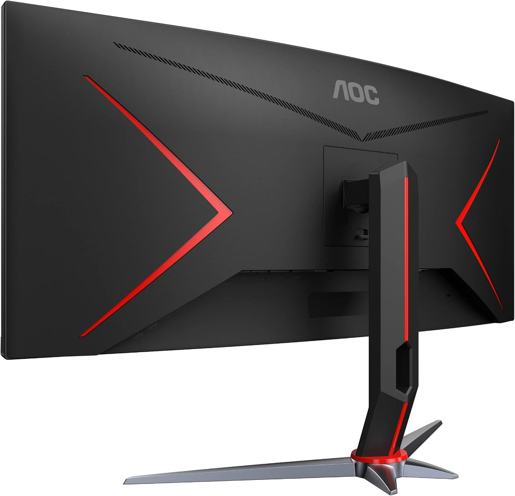 AOC CU34G2X 34' Curved Frameless Immersive Gaming Monitor, UltraWide QHD 3440x1440, VA Panel, 1ms 144Hz Adaptive-Sync, Height Adjustable, 3-Yr Zero Dead Pixels, Black/Red