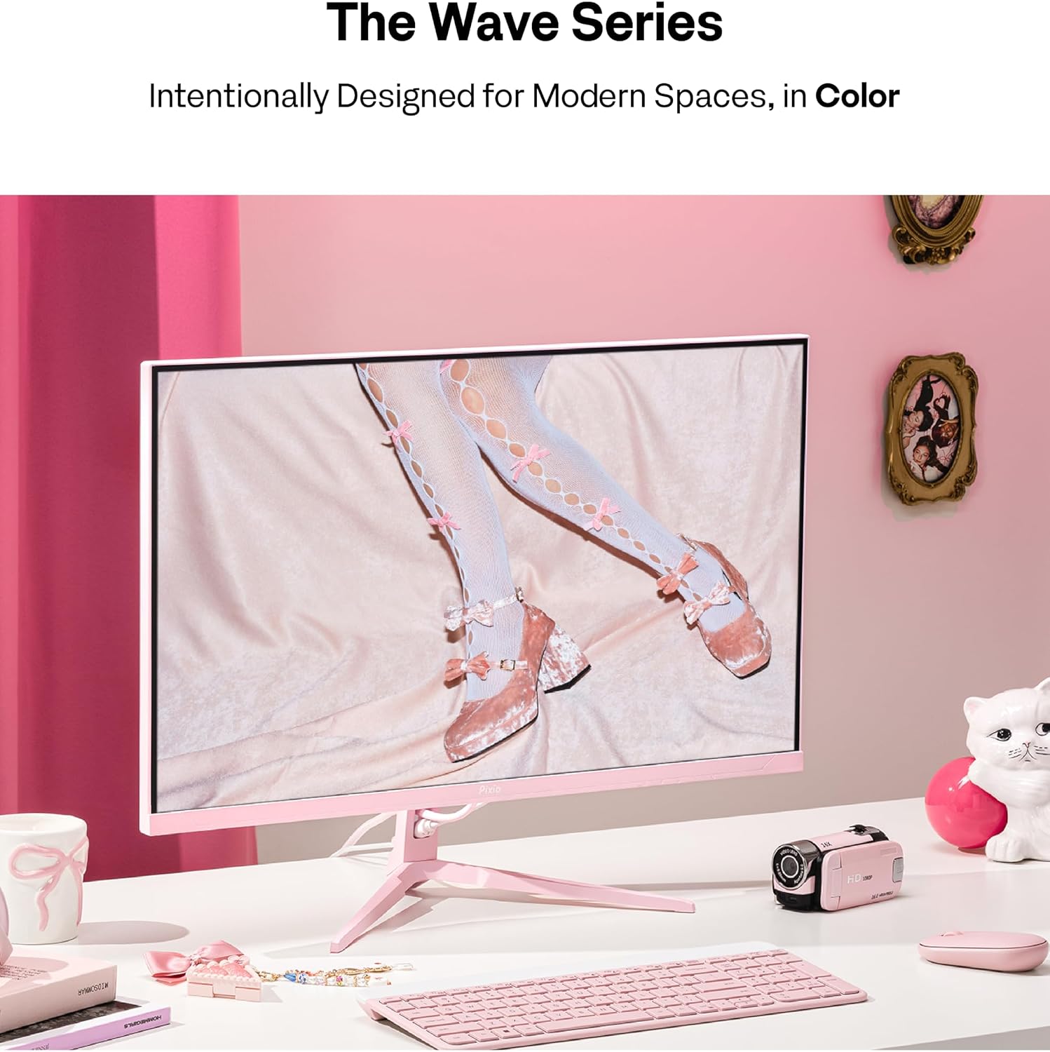 Pixio PX246 Wave Pink 24 inch 120Hz Refresh Rate FHD 1080p Resolution IPS Panel 4ms GTG Response Time Gaming Monitor with Adaptive Sync
