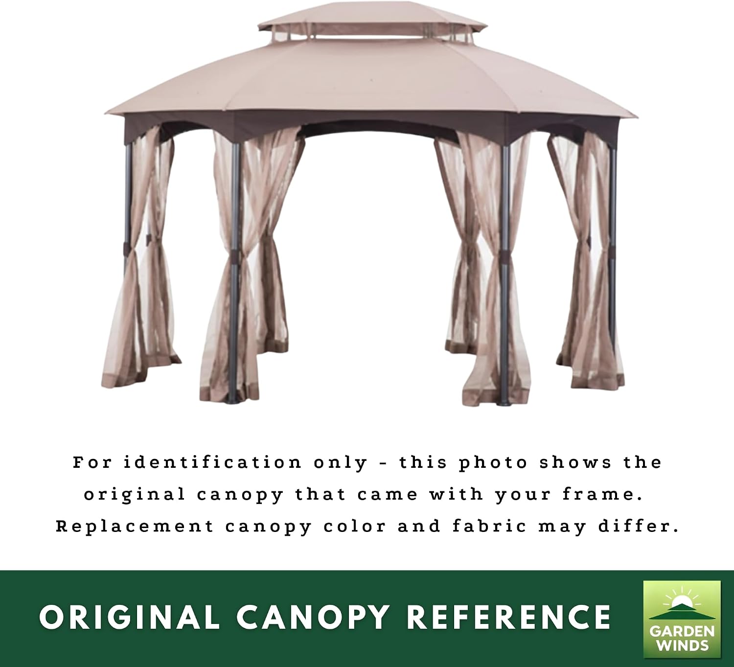 Garden Winds Reinforced Replacement Canopy Top Cover Compatible with The L-GZ1138PST Manhattan Oval Gazebo - Classic Sand, Riplock 350