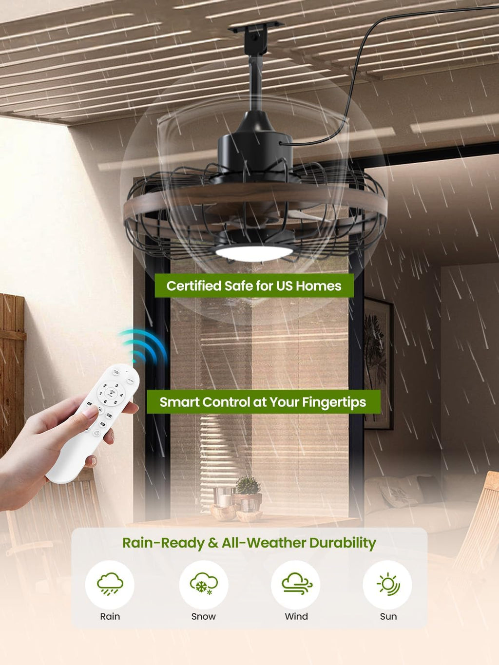 Outdoor Ceiling Fans with Light for Patios, 18 Inch Ceiling Fan Smart APP & Remote Control, 6 Speeds, 3 Color Temperatures, Gazebo Lights Outdoor Ceiling Fans for Patio Waterproof,Porch
