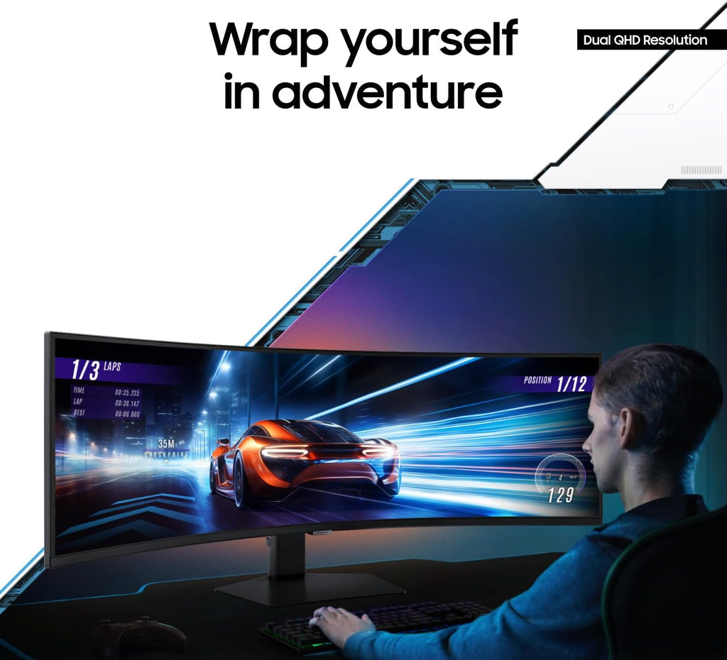 SAMSUNG 49' Odyssey G9 (G95C) Series DQHD 1000R Curved Gaming Monitor, 240Hz, 1ms(GtG), DisplayHDR 1000, AMD FreeSync Premium Pro, Eye Saver Mode, Auto Source Switch+, LS49CG950ENXZA, 2024