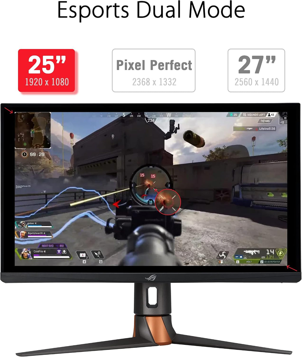 ASUS ROG Swift 360Hz 27' 1440P HDR Gaming Monitor (PG27AQN) - QHD (2560 x 1440), Fast IPS, 1ms, G-SYNC, Eye Care, HDMI, DisplayPort, USB, Ergonomic Design, VESA Wall Mountable, HDR10, DisplayHDR600