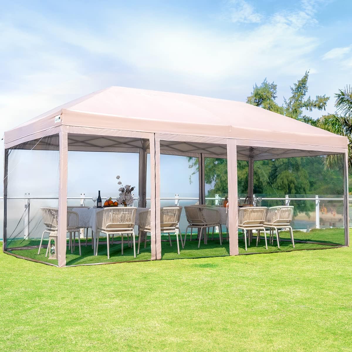 Quictent 10'x20' Pop up Screened Canopy Tent with Mosquito Netting, Portable Easy up Outdoor Screen House Shelter for Patio, Camping and Picnic, Includes Wheeled Carry Bag
