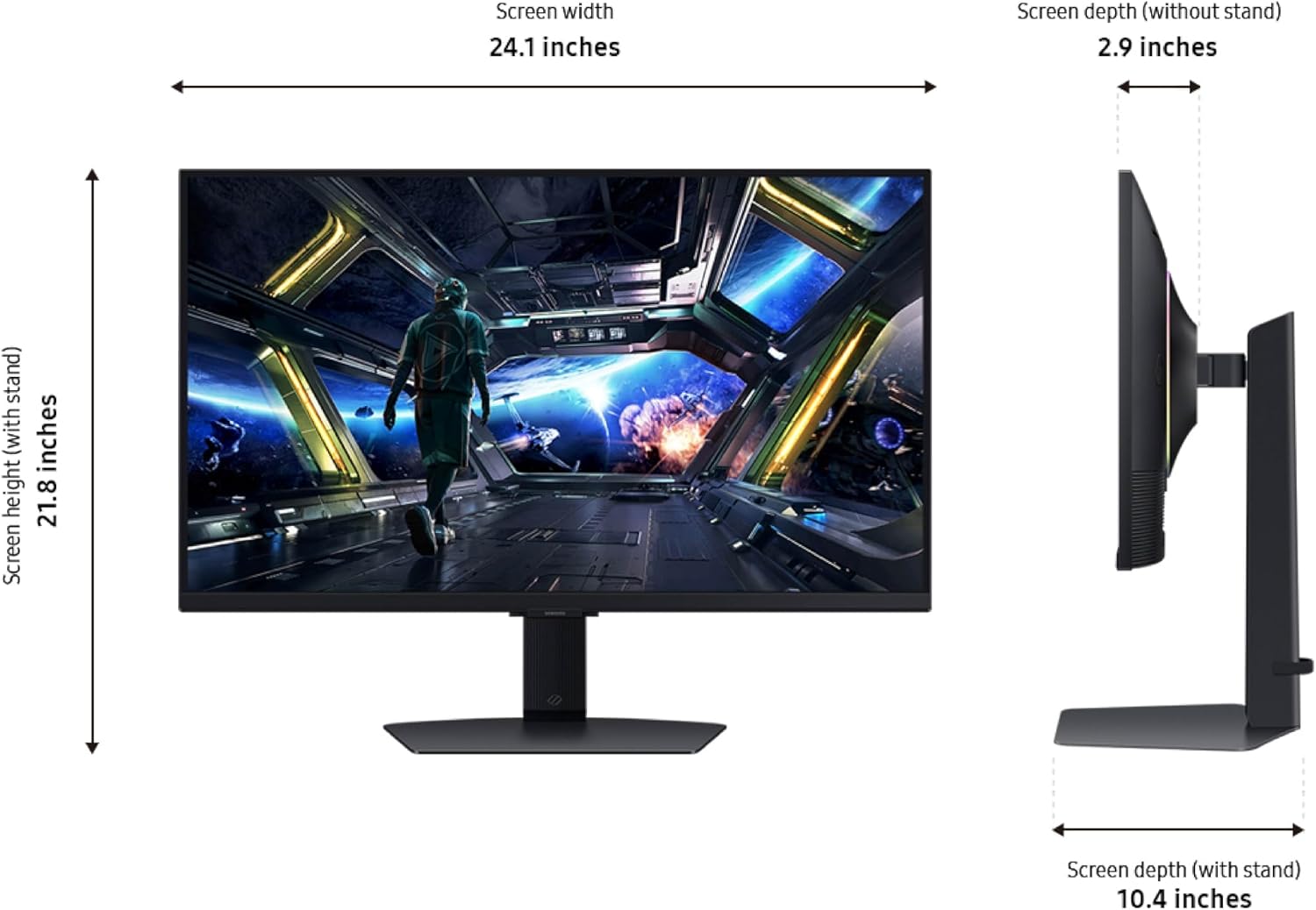 Samsung 27' Odyssey G7 (G70D) 4K UHD IPS 144Hz 1ms(GtG) Smart Gaming Monitor, G-Sync Compatible, AMD Freesync Premium, Vivid Colors, Adjustable Stand, Black Equalizer, LS27DG702ENXZA