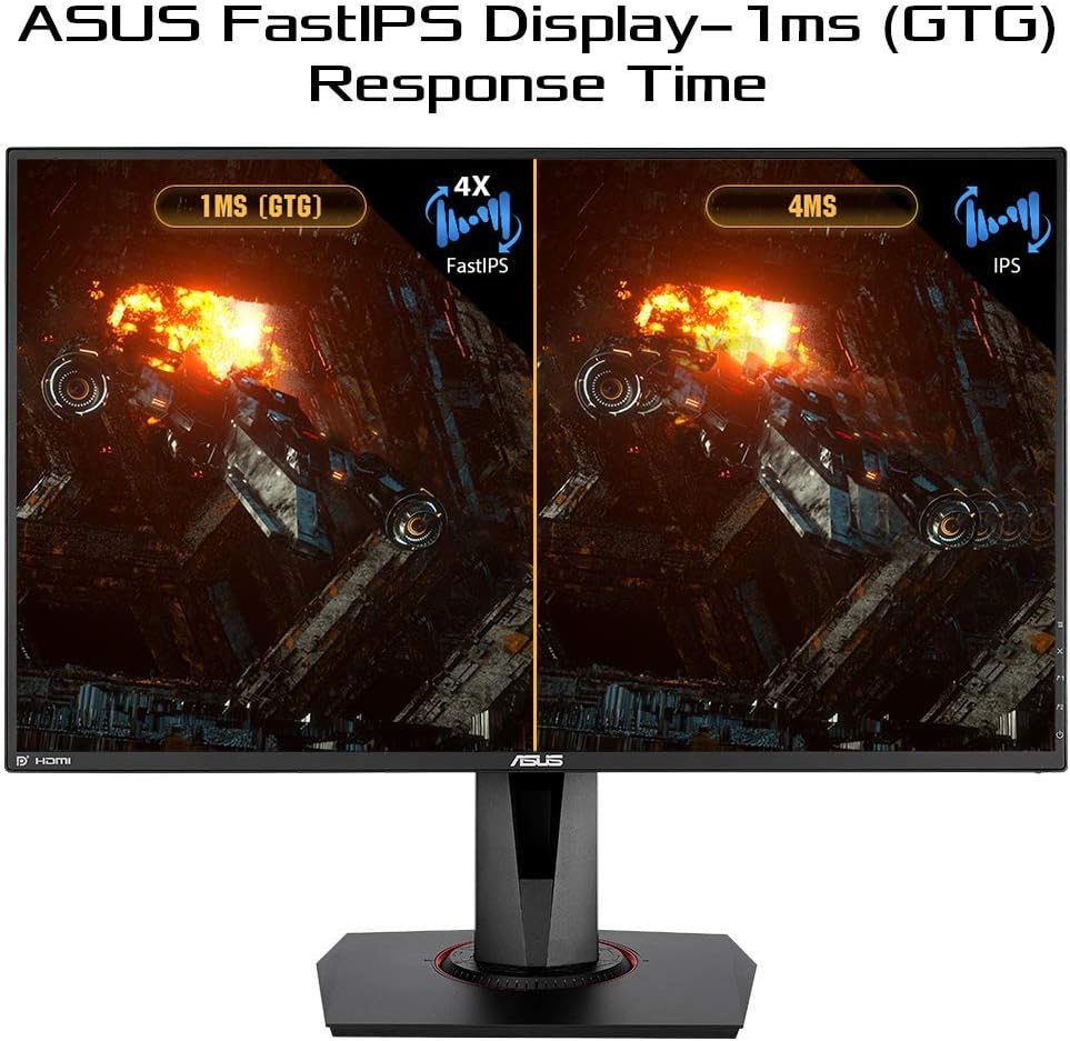 ASUS TUF Gaming VG279QM 27' HDR Monitor, 1080P Full HD (1920 x 1080), Fast IPS, 280Hz, G-SYNC Compatible, Extreme Low Motion Blur Sync (ELMB SYNC), 1ms, DisplayHDR 400, Black