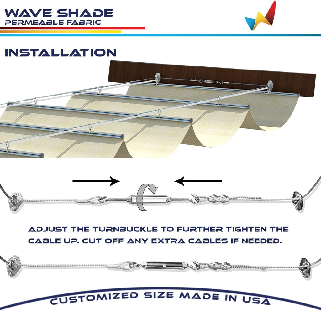 Windscreen4less 4' x 16' Retractable Sun Shade Canopy Cover Sliding Wave Shade Sail for Pergola Patio Deck Yard Gazebo Outdoor (Beige)